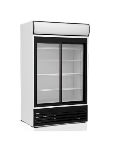 Armario expositor alta capacidad 2 puertas corredera cristal blanco