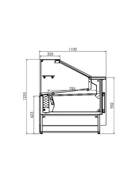 Vitrina expositora Carnicería serie 1100 cristal recto 2m 3 puertas